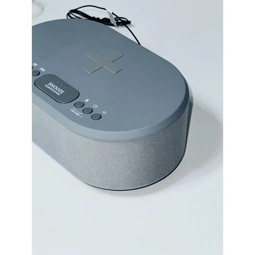 i-Box Dawn Bedside Alarm Clock w Wireless Charging Gray Charging Cable Tested